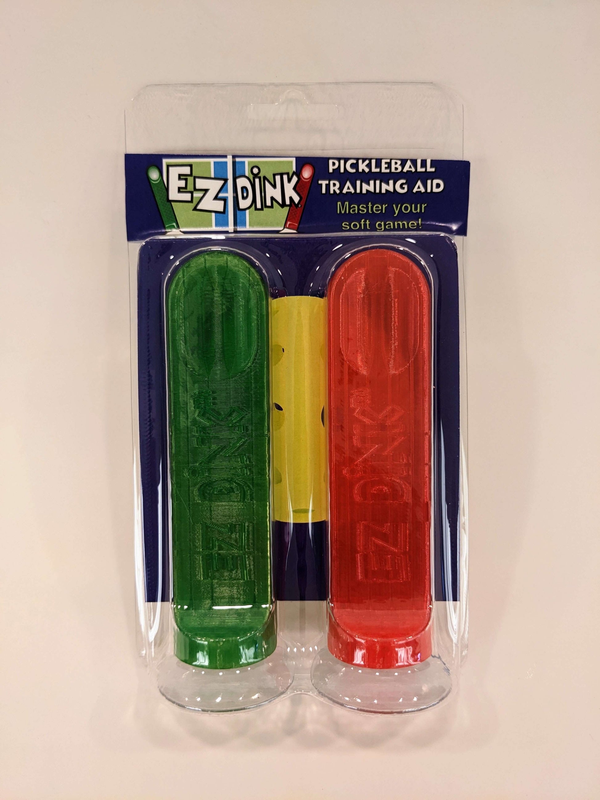 EZ Dink Pickleball Training Aid purple transparent green and red